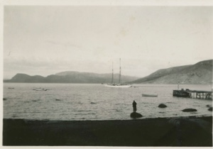 Image of The Bowdoin moored in distance